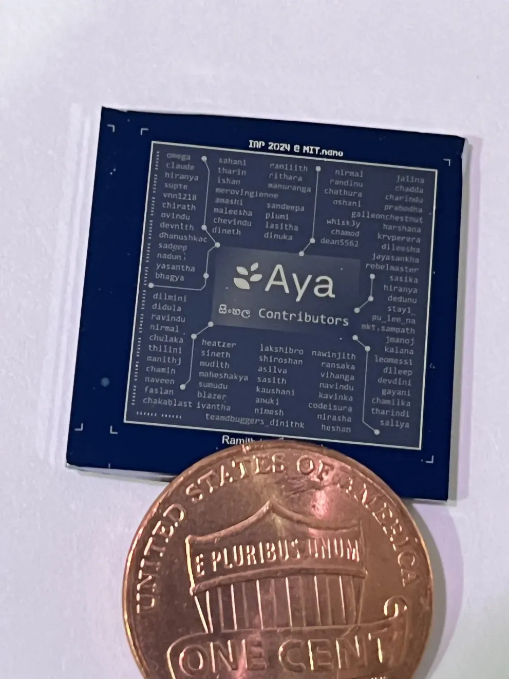 Commemorative chip with Aya Sinhala contributor names