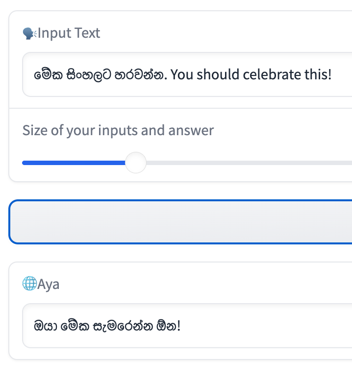 Sinhala instruction-following example from Aya-101